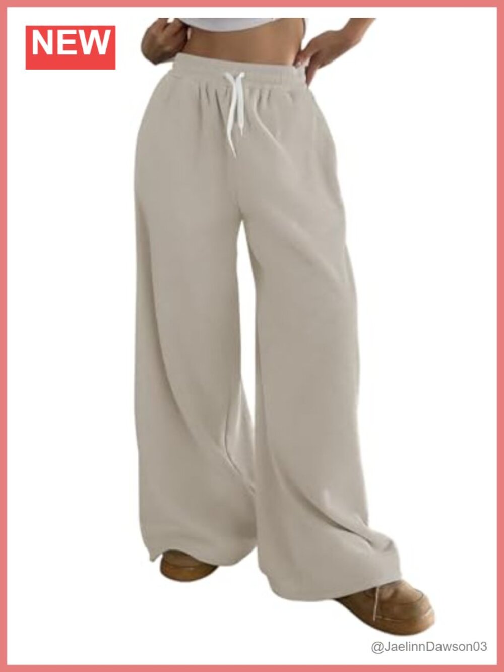 Fleece Lined Sweatpants Drawstring Wide Leg Pockets Winter Warm